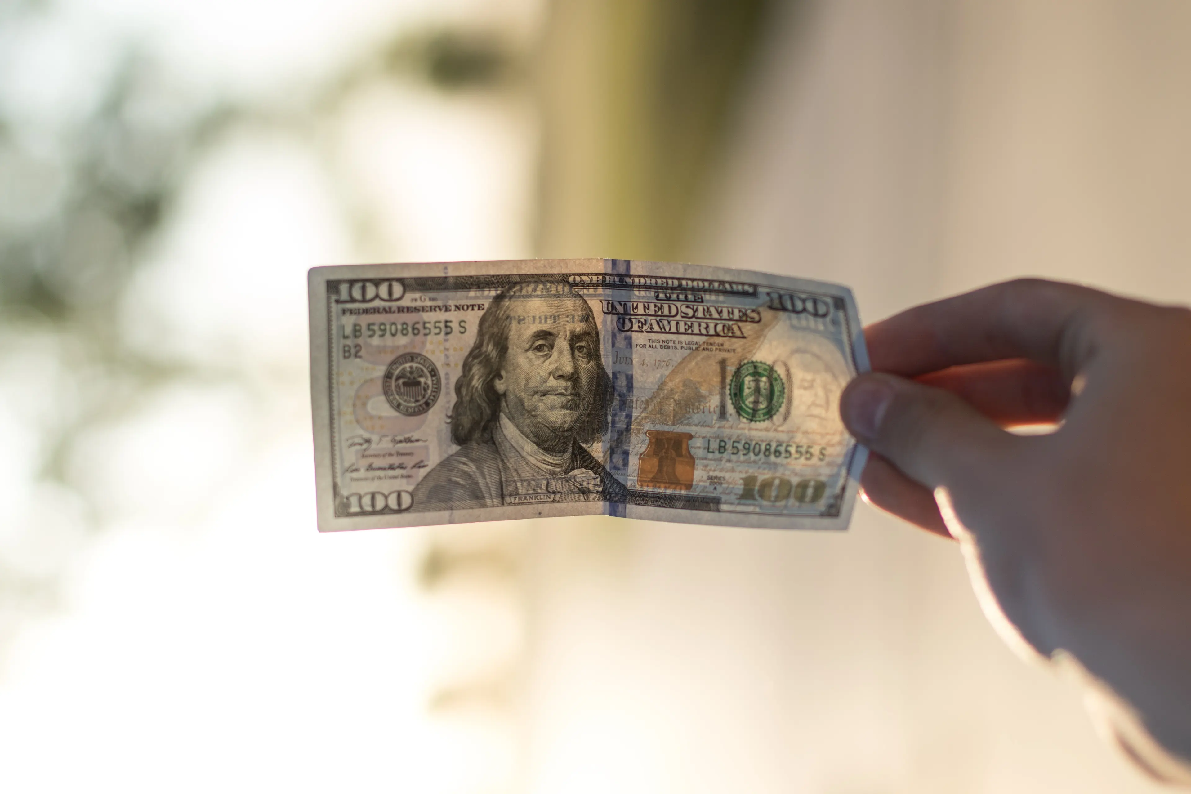 Verifying the watermark on a $100 bill